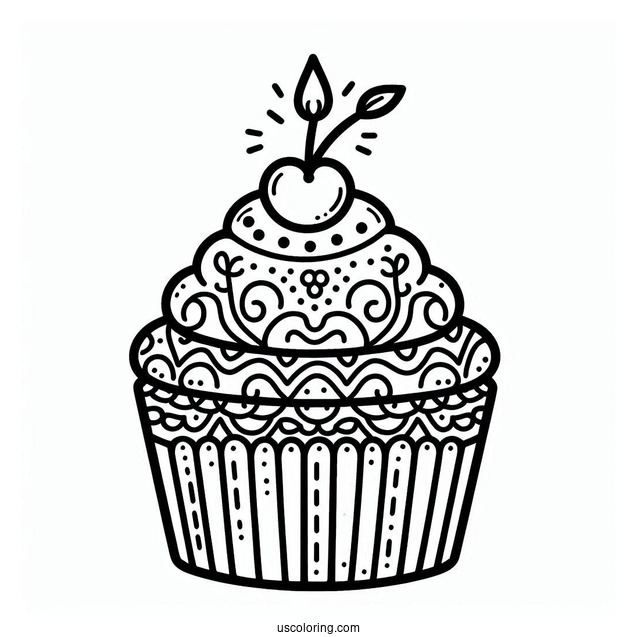 Coloring Sheet Of Cupcake For Toddlers