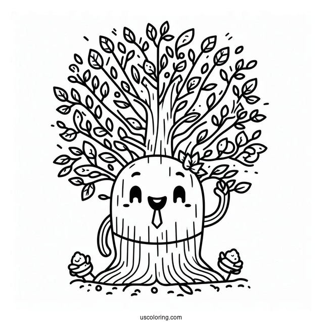 Happy Sprunki Coloring Page Of Mr Tree