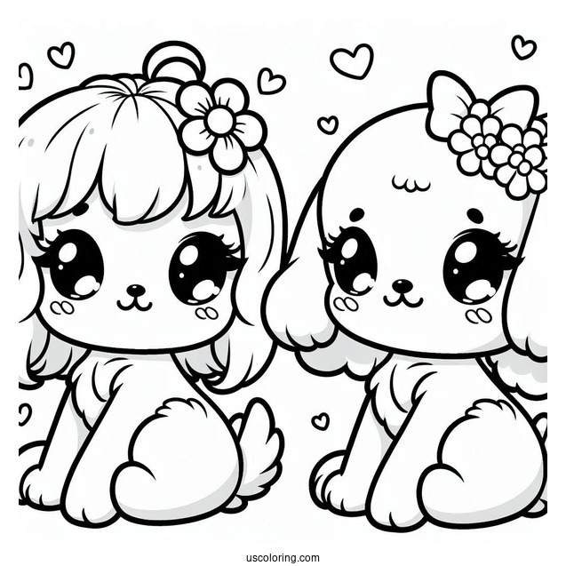 Kawaii Puppy Coloring Page For Kids