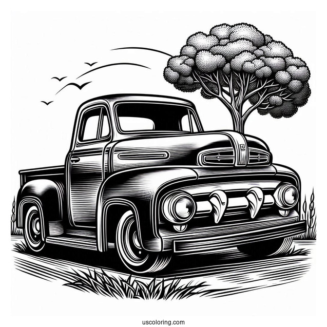 Vintage Pick Up Truck Coloring Page