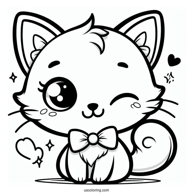 Cartoon Cat Winking Coloring Sheet