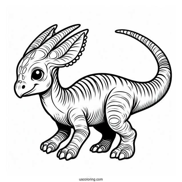 Cute Parasaurolophus Coloring Page For Kids