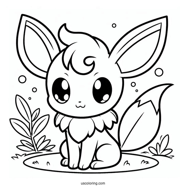 Coloring Page Of Cute Espeon For Kids