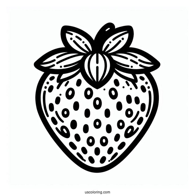 Sweet Blushing Strawberry Coloring Page For Preschoolers