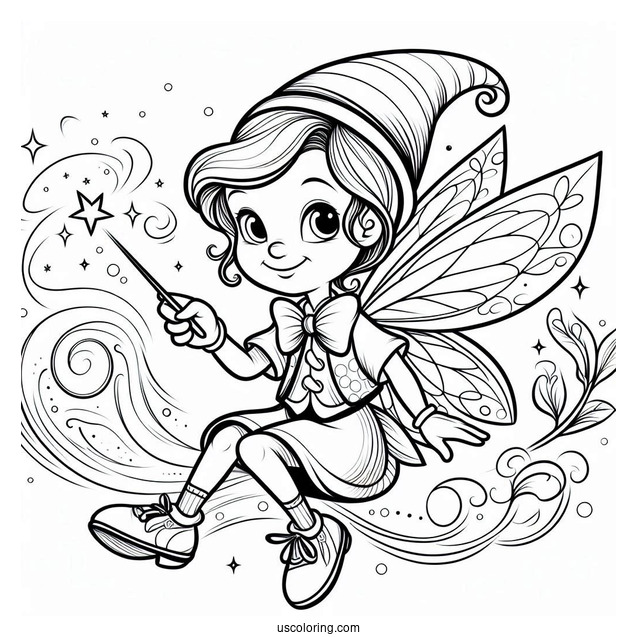 Pinocchio Coloring Page Of The Blue Fairy With Her Magic Wand