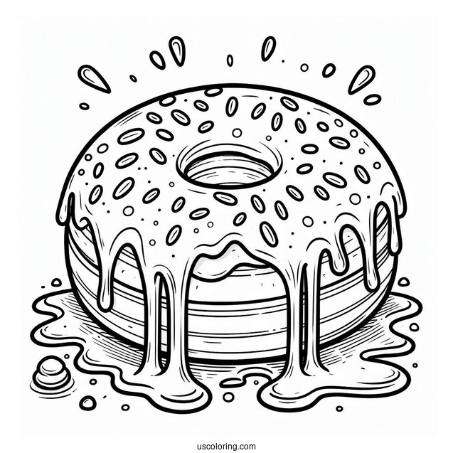 Coloring Page Of Donut With Overflowing Icing