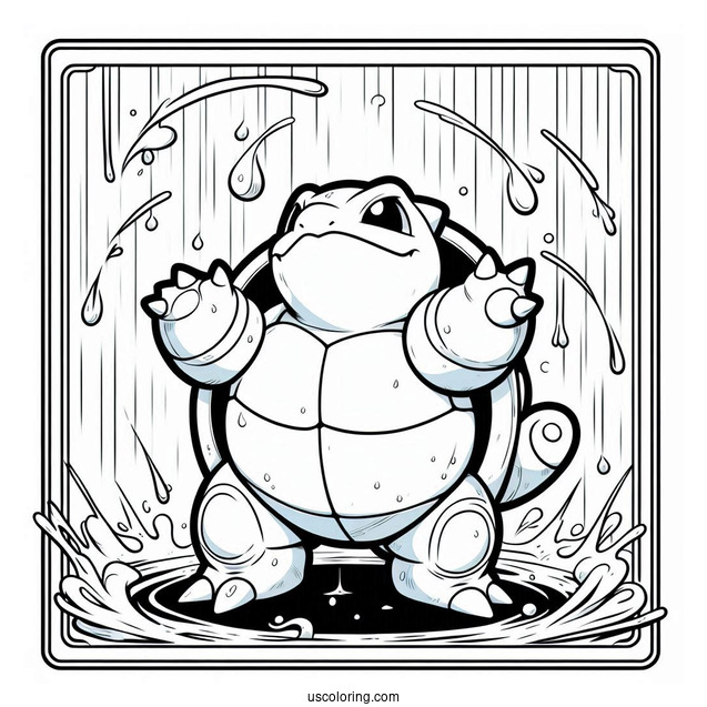 Blastoise Rain Dance Pokemon Card Coloring Page