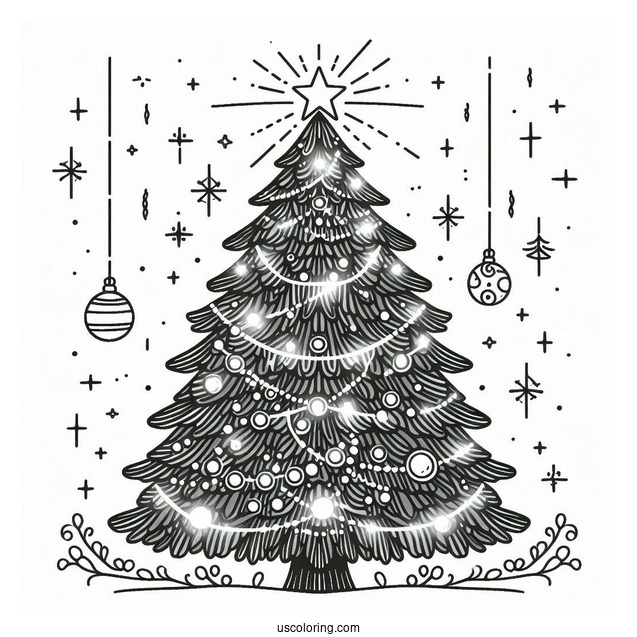 Large Christmas Tree With Lights And Decorations