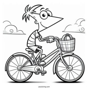 Phineas And Ferb Coloring Page Ride A Bicycle