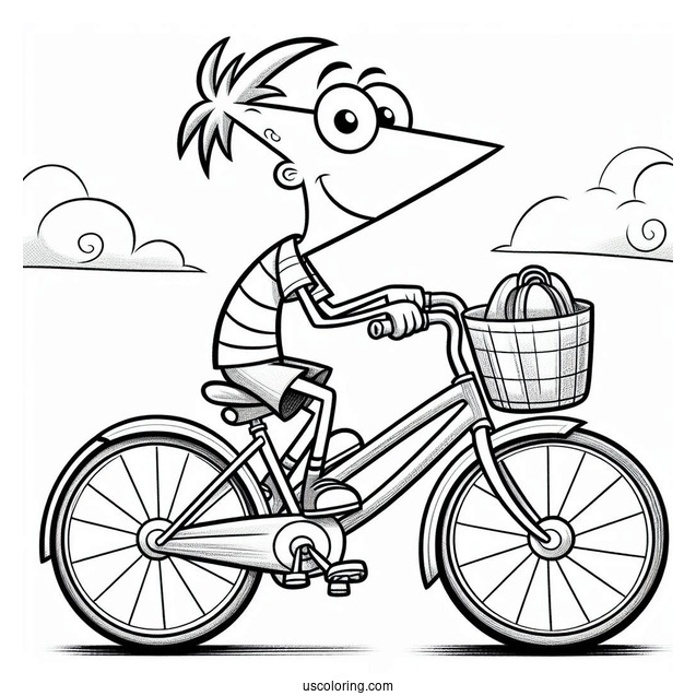 Phineas And Ferb Coloring Page Ride A Bicycle