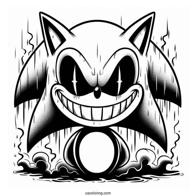 Sonic Exe Coloring Page With Scary Grin