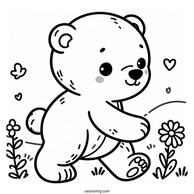 Simple Baby Bear Coloring Page WalkingFor Kids