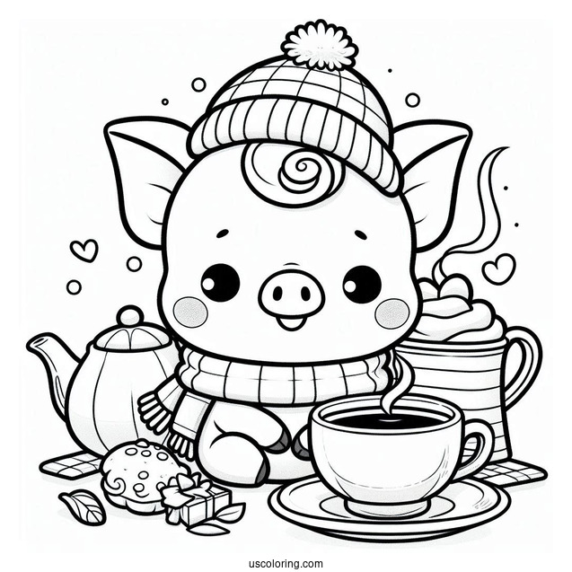Cute Teacup Pig Coloring Page