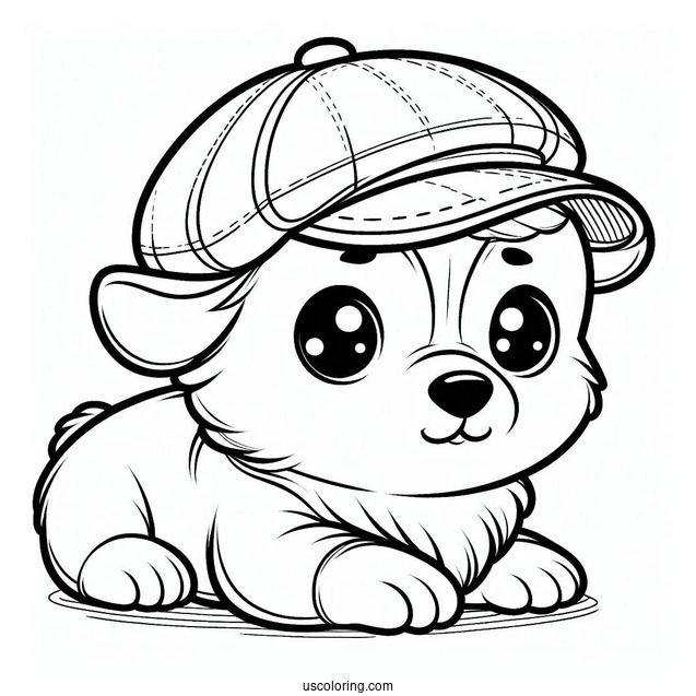 Cute Coloring Page Corgi Puppy Wearing A Cap
