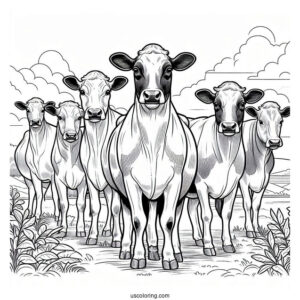 Herd Of Jersey Cows Standing In Field To Color