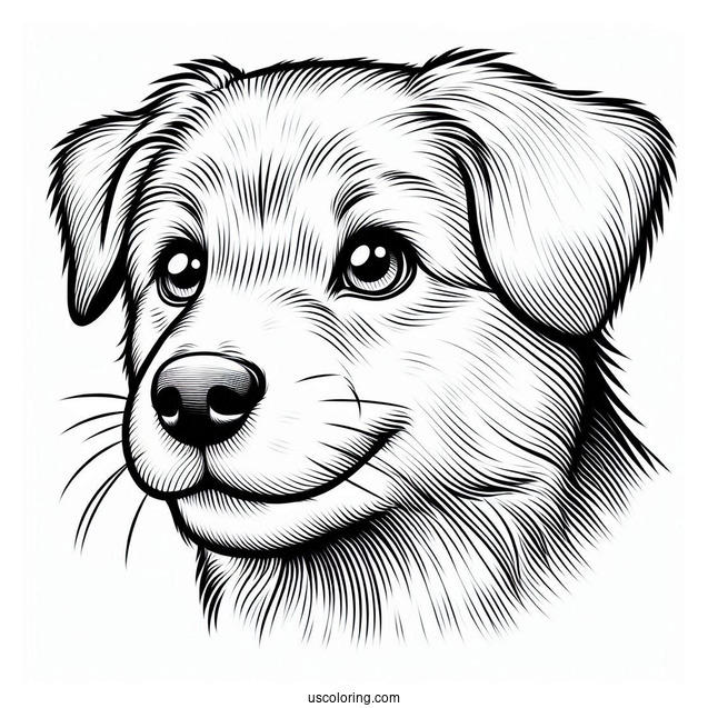 Close Up Of Dog Face Coloring Sheet