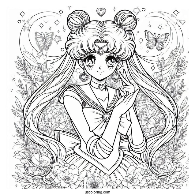 Detailed Coloring Sheet Of Sailor Guardians