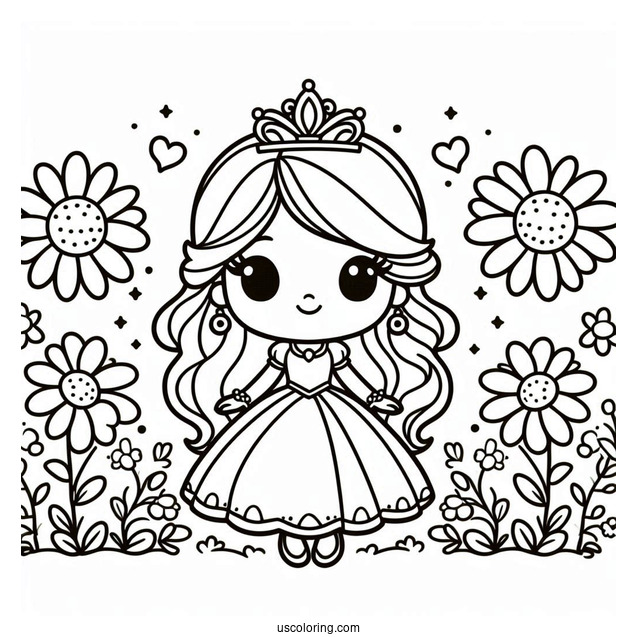 Simple Cartoon Princess Daisy Coloring Page For Kids