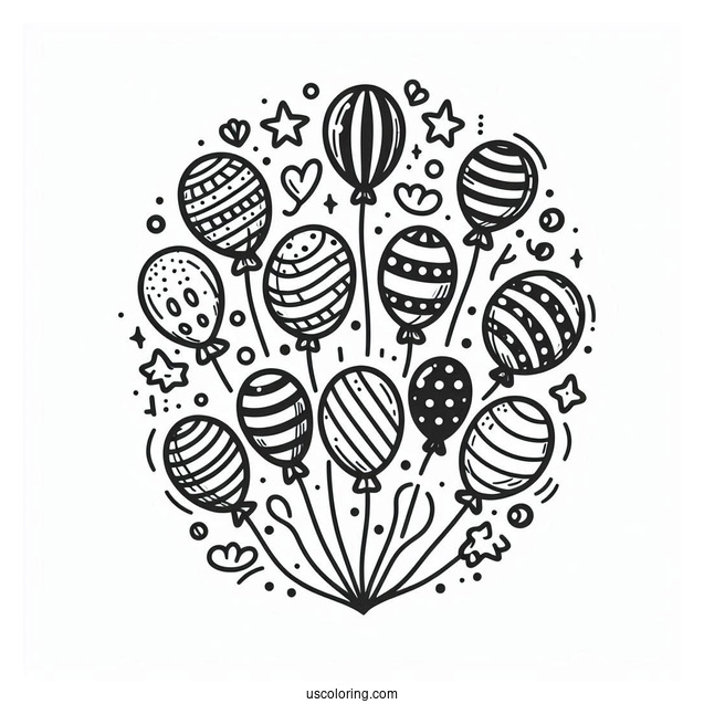 Assorted Balloons To Color For Kids