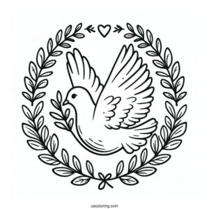Peace Coloring Page Of Dove Carrying An Olive Branch