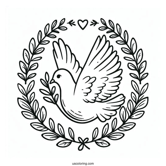 Peace Coloring Page Of Dove Carrying An Olive Branch