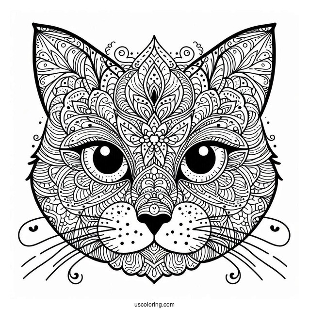 Intricate Cat Face Mandala