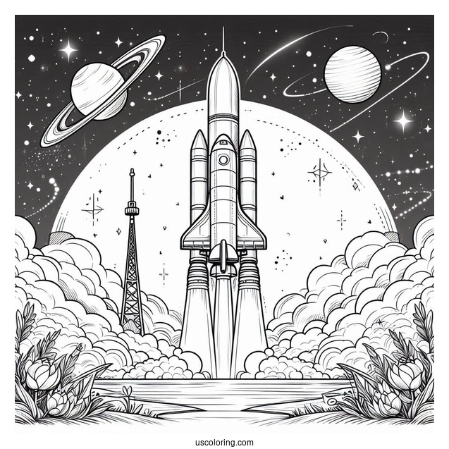 Ariane 5 Rocket Blasting Off Launch Pad