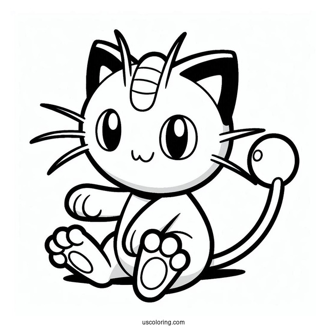 Meowth With Paw Up Coloring Page