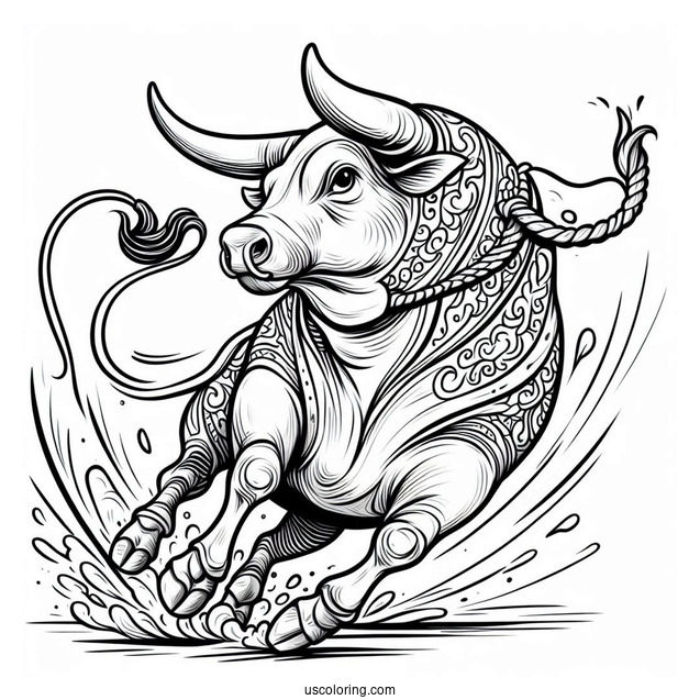 Coloring Sheet Of Bull Riding For Kids