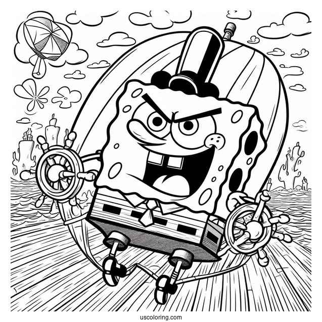 Flying Dutchman In A Rage SpongeBob Coloring Page