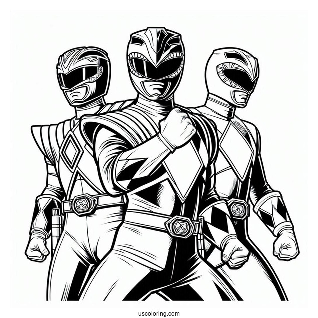 Coloring Page Of Power Rangers In Iconic Pose