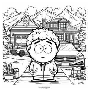 South Park Coloring Page Of Randy Marsh Standing In His Driveway
