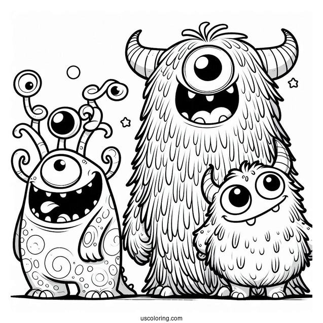 My Singing Monsters Coloring Page Of Mammott, Maw, Bowgart, And Fwog