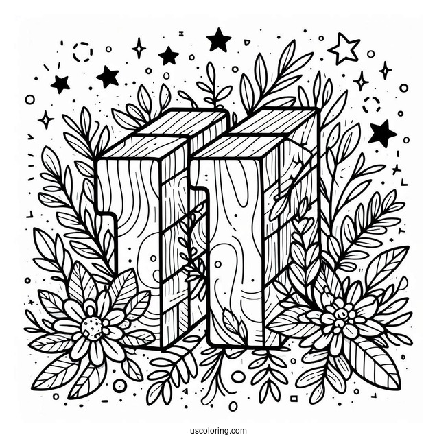 Numberblocks Coloring Page 11 With Leaves And Stars