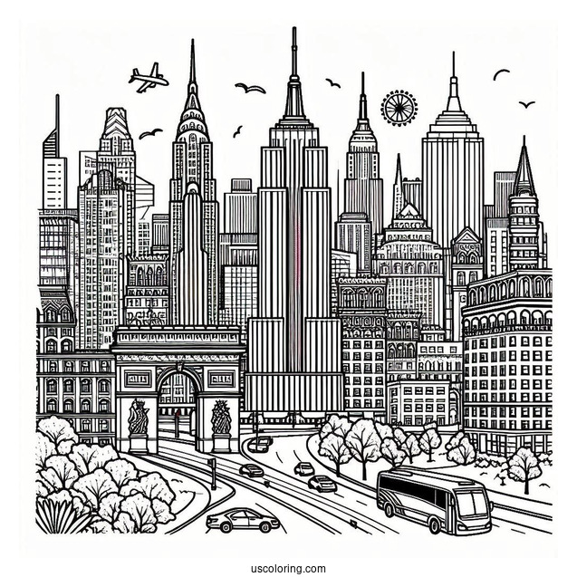 New York Coloring Page Of The Big Apple For Preschoolers