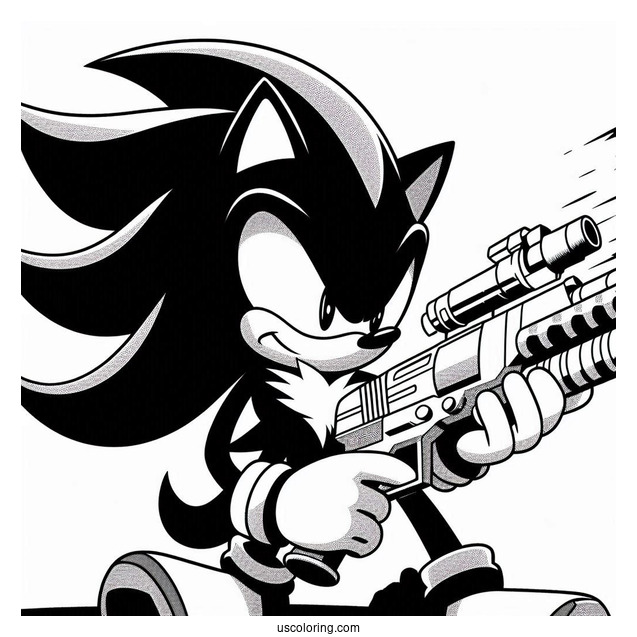 Shadow Coloring Page The Hedgehog With Gun In A Fight