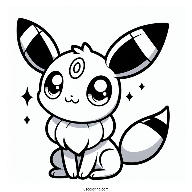Kawaii Umbreon Coloring Sheet