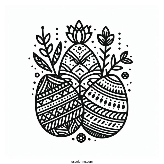 Geometric Easter Coloring Page Of Eggs