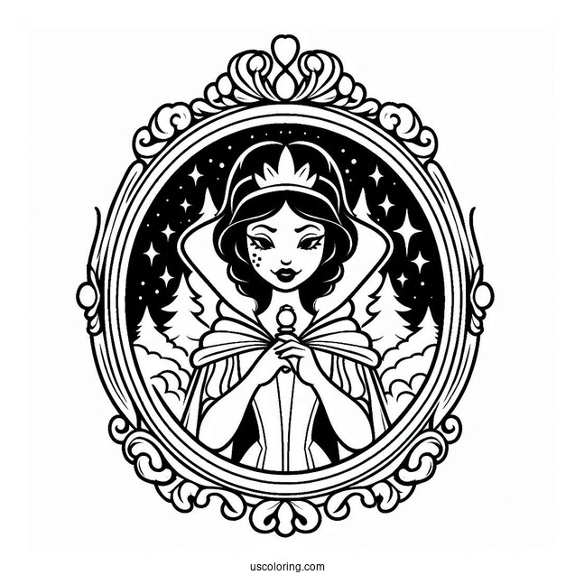 The Evil Queen In The Magic Mirror Coloring Page