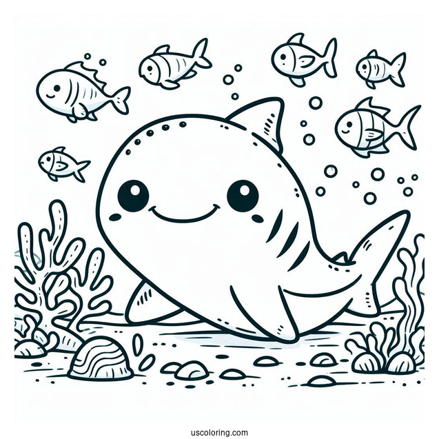 Baby Shark Coloring Page With William For Preschoolers