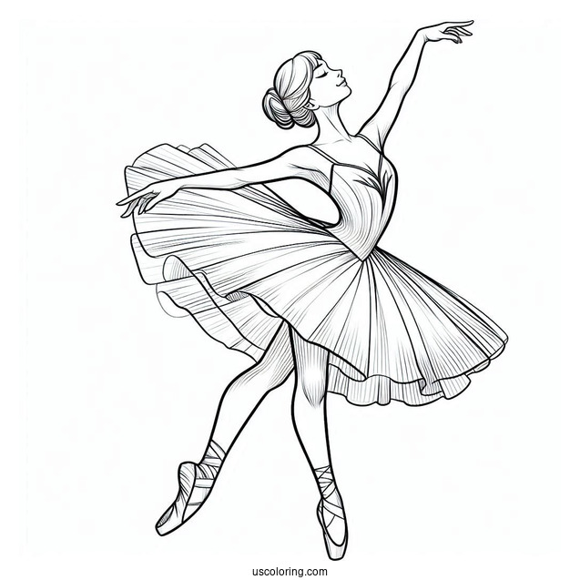 Ballerina Leaping Through The Air Coloring Sheet