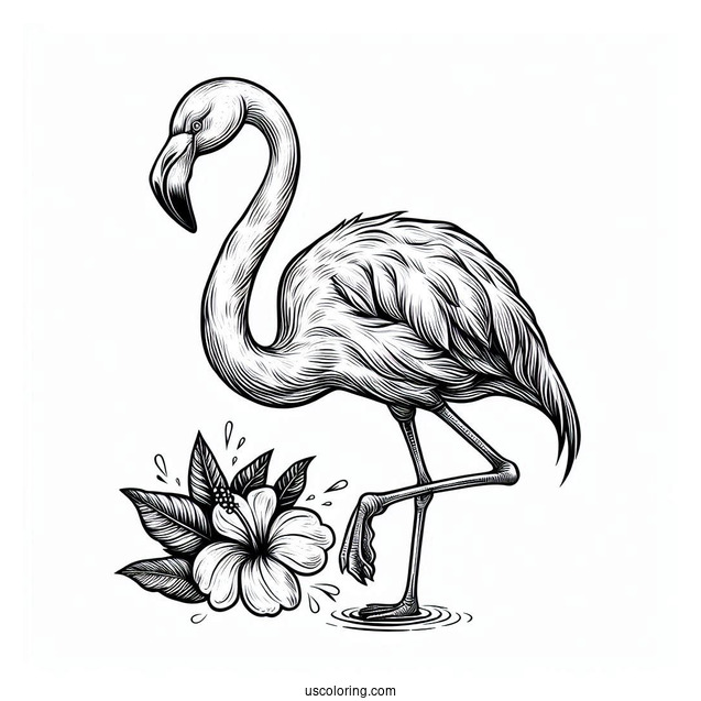 Realistic Flamingo Coloring Page