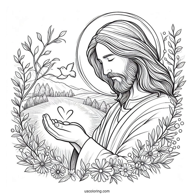 Loving Jesus Coloring Page In Nature