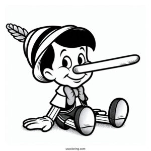 Pinocchio Coloring Page With Super Long Nose For Lying