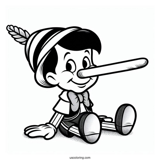 Pinocchio Coloring Page With Super Long Nose For Lying