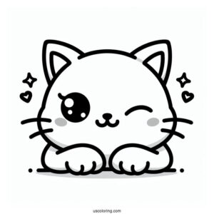 Cartoon Cat Winking Coloring Sheet
