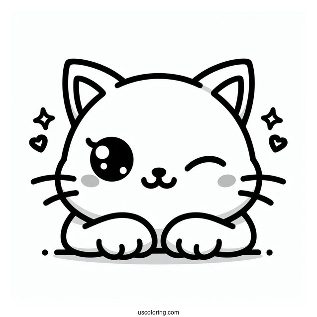 Cartoon Cat Winking Coloring Sheet