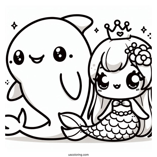 Kawaii Dolphin And Mermaid Picture
