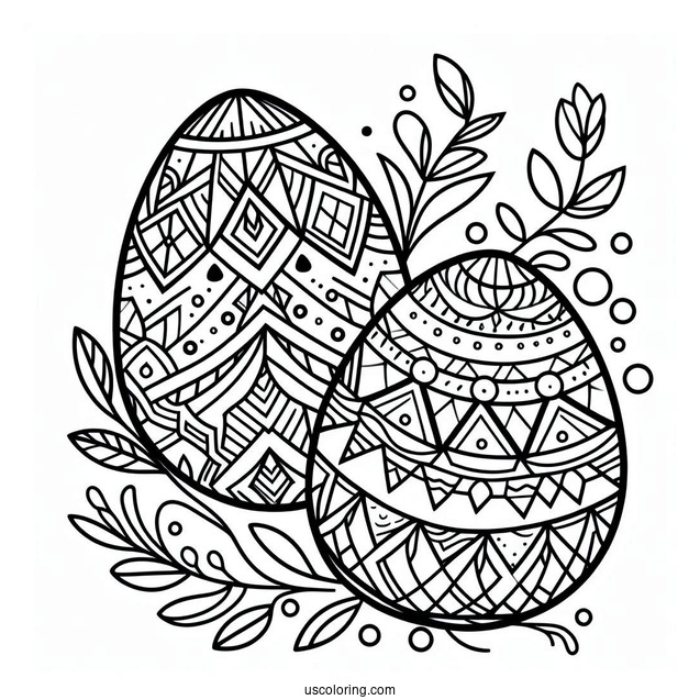 Geometric Easter Coloring Page Of Eggs