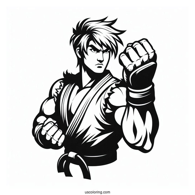 Street Fighter Coloring Page Of Ken Masters For Kids